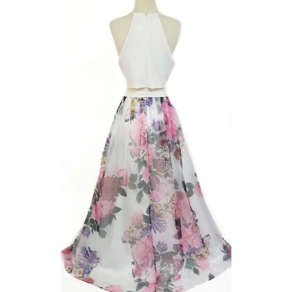 B Darlin White Floral Organza Prom Dress 11/12 - Picture 9 of 13